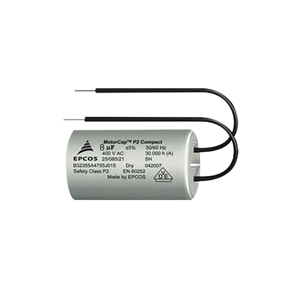 CAPACITOR DE ARRANQUE DE 8uF, 400V CON CABLES PARA BARRERA S…
