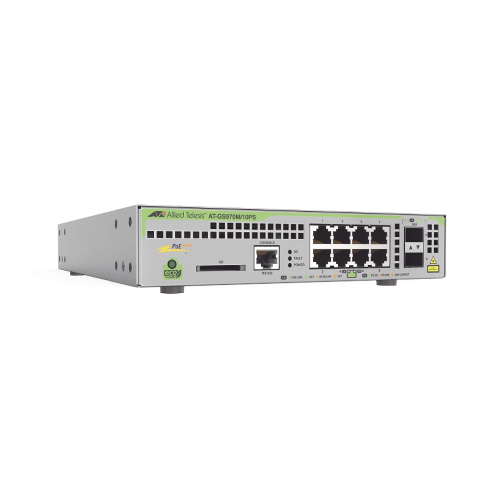 Switch PoE+ Administrable CentreCOM GS970M, Capa 3 de 8 Puer…