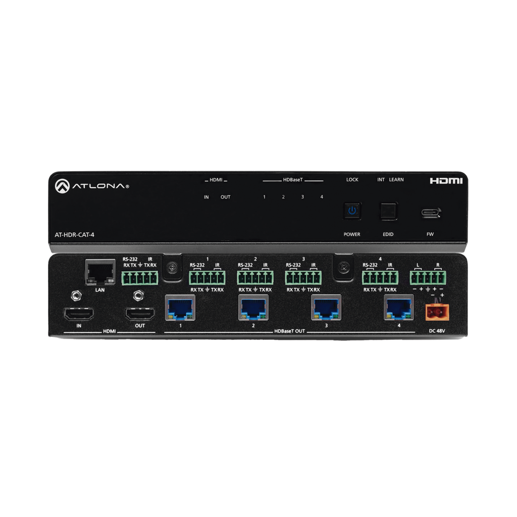 Amplificador de distribución HDBaseT 4K HDR de cuatro salida…