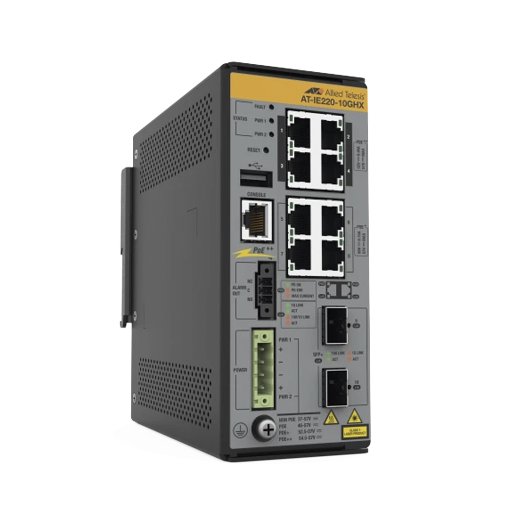 8x 10/100/1000T, 2x 1G/10G SFP+, Industrial Ethernet, Layer …