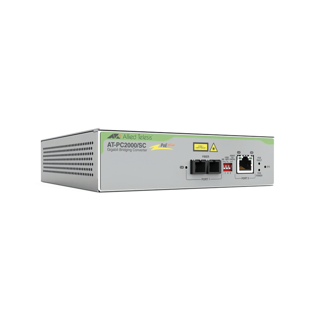 Convertidor de medios Gigabit Ethernet PoE+ a fibra óptica, …