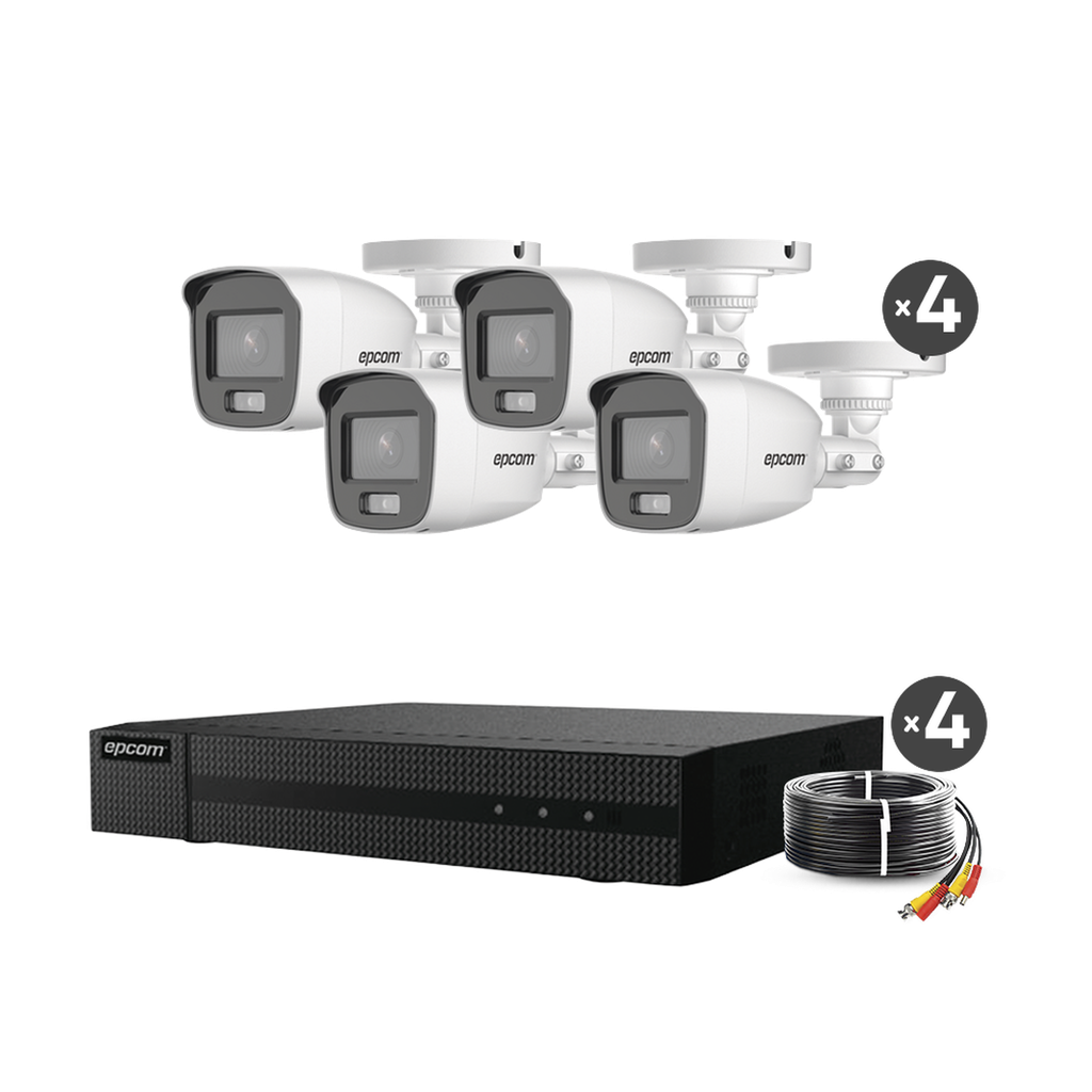 Kit TurboHD 1080p / DVR 4 Canales / 4 Cámaras Bala ColorVu c…