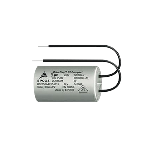 [7601351] CAPACITOR DE ARRANQUE DE 8uF, 400V CON CABLES PARA BARRERA S…
