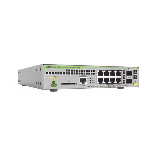 [ATGS970M/10PSR10] Switch PoE+ Administrable CentreCOM GS970M, Capa 3 de 8 Puer…