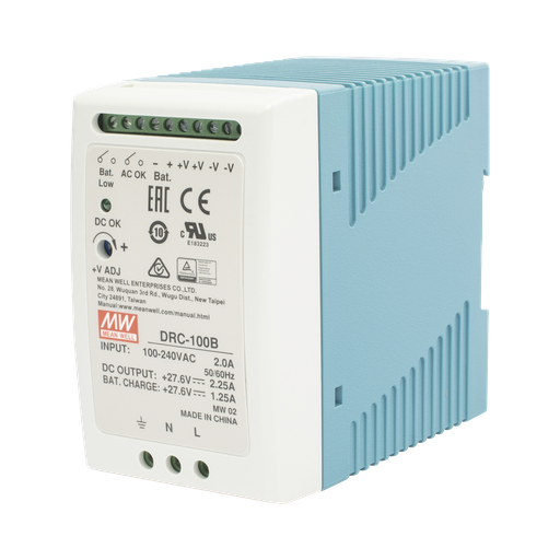 [DRC100B] Fuente de poder Riel Din 24V, 100W con Cargador de Bateria…